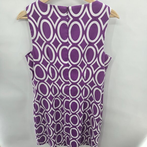 Alyx Purple White Circle Geometric Retro Mini Dress 12 - Picture 2 of 10